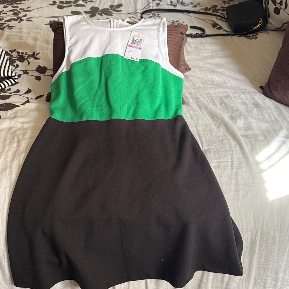 Green and Black Colorblock Dress